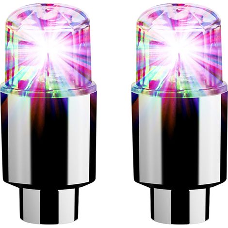 Lot de 2 Lumieres pour Roues Voiture Moto Velo Valve Pneu, Feux de Rayon Clignotants pour Auto Camion SUV, Eclairage de Jante (1/4)