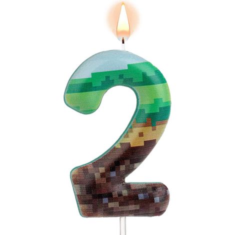 Bougie Gâteau Anniversaire Pixel, Bougie Numéro Impression Pixel Décorations de Gâteau Numérotées pour Anniversaire Mariage Fêtes à Thème (2) (1/5)