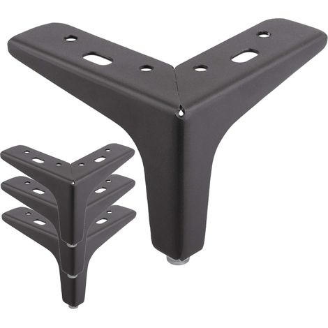 4x Pied de meuble en métal en forme de triangle style moderne Meuble TV Canapé Buffet Armoire Table Lit Bureau Bricolage, 105mm finition noir mat