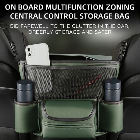 Sac de rangement de voiture, organisateur de Console centrale, siège avant, barrière en cuir, support de sac à main, grande capacité (1/5)