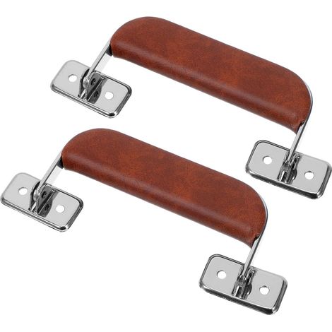 Lot de 2 Poignées Vintage en Cuir Pu pour Bagage et Boîte à Outils, Poignée Confortable et Support Fiable, pour Voyage (1/5)