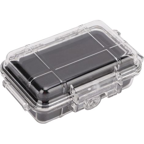 Boîte en plastique antichoc avec doublure absorbant les chocs. Étui étanche à l'air pour une utilisation en extérieur. Transparent. Petit format. (1/5)
