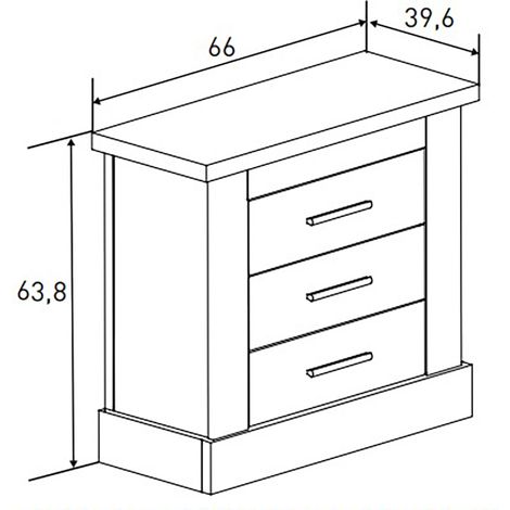 Table de nuit/ table de chevet coloris chêne vieilli - Longueur 66 x profondeur 39,6 x hauteur 63,8 cm -PEGANE-