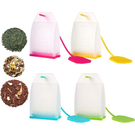 Lot de 4 Infuseur à thé, Silicone, Résistant chaleur 250°C, Trou fin, Thé en vrac, Cuisine (1/5)