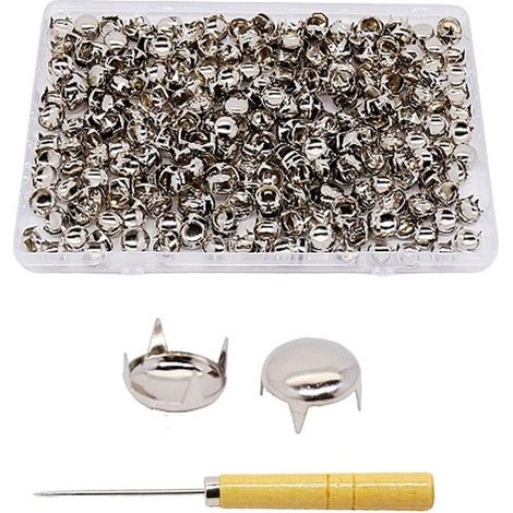 500 rivetti rotondi - argento, 10 mm - per la realizzazione di abbigliamento gotico - adatti anche per borse, scarpe, punk rock, gioielli, artigianato, ecc. (1/5)