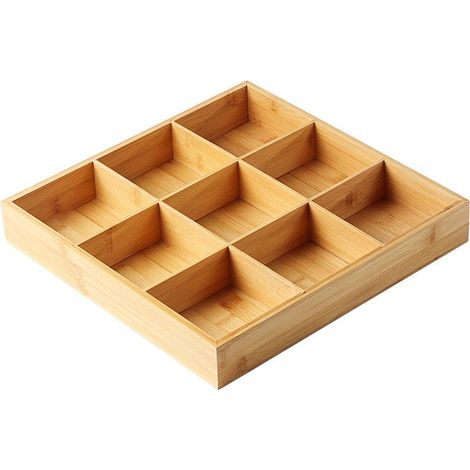 Plateau de service en bambou à 9 compartiments pour barbecue, fondue chinoise et fêtes à la maison. (1/5)