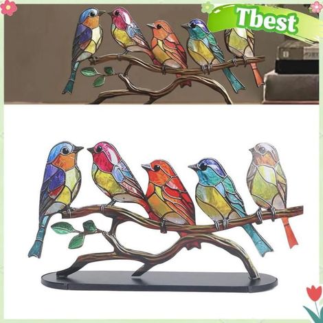 Tbest Décoration Oiseaux Métal Multicolore - Sculpture Art Décompressive pour Bureau ou Maison (1/5)