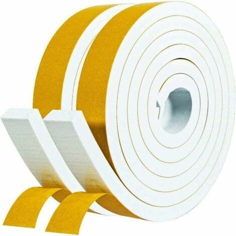 Joint Adhésif en Caoutchouc pour Fenetre Porte Entrée de garage douche 2 rouleaux 25mm x 10mm x 5m Joint Calfeutrage en Bande d'Isolation Phonique Protection Antichoc - 2 pcs 5m