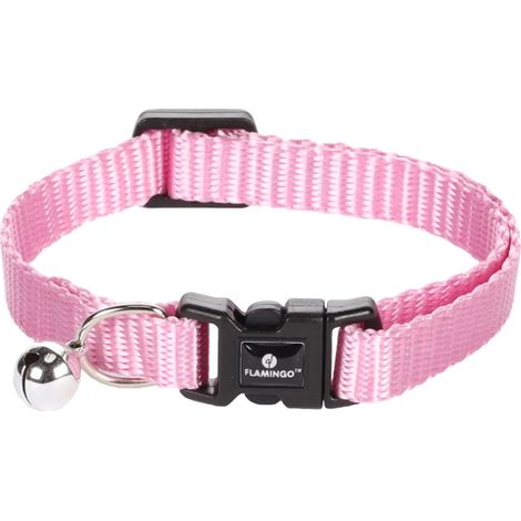 Collier réglable de 19 à 30 cm rose avec clochette pour chat - Flamingo