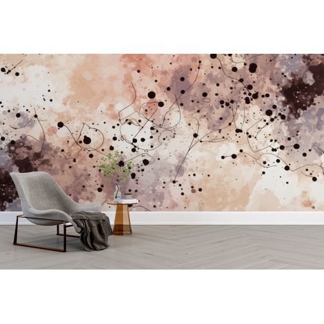 Papier peint grunge - éclats et projections de peinture beige - 150 x 250 cm (1/2)