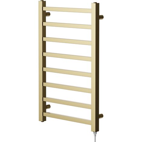 Colore Blaine Brushed Brass 800mm x 500mm Straight Electric Heated Towel Rail (1/5)