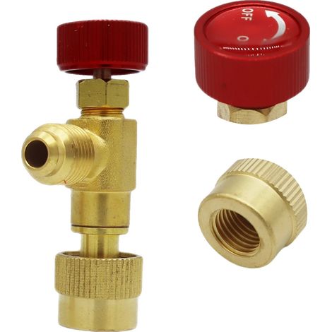 Válvula de carga de refrigerante, aleación de aluminio-cobre, compatible con R22 y R410, estilo 6 (1/2)