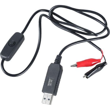 USB-zu-9V-Konverterkabel, 2 Krokodilklemmen, elektrische Prüfklemmen