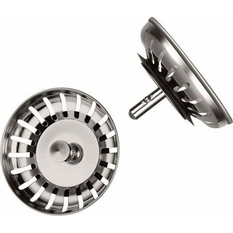 Filtro per lavello universale Enowelir da 80 mm in acciaio inox 304 rinforzato con 2 tappi e raccogli capelli per cucina. (1/4)