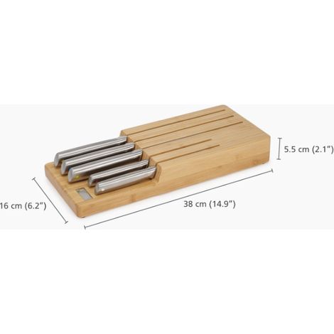 Juego de cuchillos de acero Joseph Joseph Elevate con bandeja de bambú para guardar objetos en el cajón, diseño funcional y elegante en color negro (1/5)