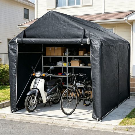 Wolketon Garagenzelt Groß 218x157x166cm, Mobiles Fahrradzelt Motorradgarage, 160g/m² PE-Gewebe Wasserdicht, Verzinktes Stahlgestell, Gartenhaus Grau