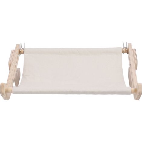 Perchoir pour chat à fixer au rebord de fenêtre, structure robuste en bois, hamac mural confortable pour chat à installer près du lit, tiroir ou meuble de chevet, gris (1/5)