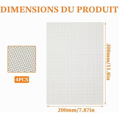 4 Pièces Grille Métallique Maille Wire Mesh Maille Métallique Filtre,Grillage Anti Rongeur Rigide Acier Inoxydable 304 Treillis métallique Fin pour aérations, Maison,Jardin - 210 x 300 mm (1/4)