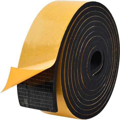 Nastro adesivo in schiuma di neoprene largo 50 mm e spesso 5 mm, strisce di schiuma di neoprene, rotolo di gomma, guarnizione isolante in schiuma, antivibrazione per porte, isolante anticollisione, pr