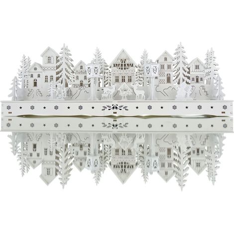 Lumineo Batterie LED Weihnachtsdorf Weiß 6 Häuser 45 x 15 cm 15 LED - warmweiß (1/5)