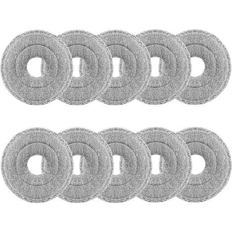 10 Lingettes de Nettoyage - Balai à Franges - Compatible Robots Dreame et Xiaomi - Lavable et Réutilisable - Pour Aspiration Humide et Sèche - Blanc - 25x25cm (1/5)