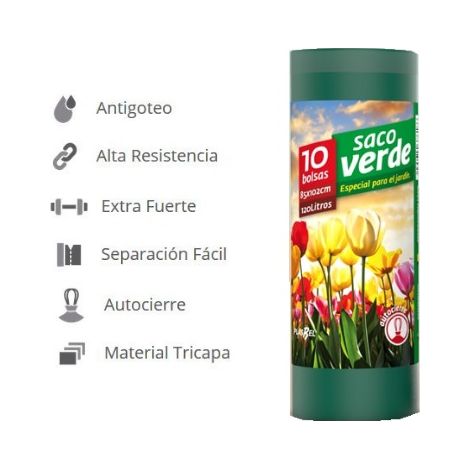 Bolsa basura SACO VERDE 120 litros