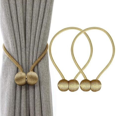Attaches de rideau à boucle en fer Attaches à boucle magnétique Boucle de rideau tissée magnétique (jaune doré) (1/5)