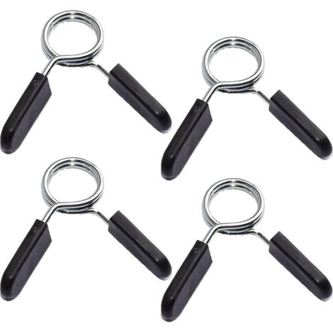 4 pièces pinces à haltères, colliers à ressort, clips de barres, fitness, haltérophilie, barre de poids, pinces pour de nombreux équipements de gymnastique, accessoire de musculation (1/4)