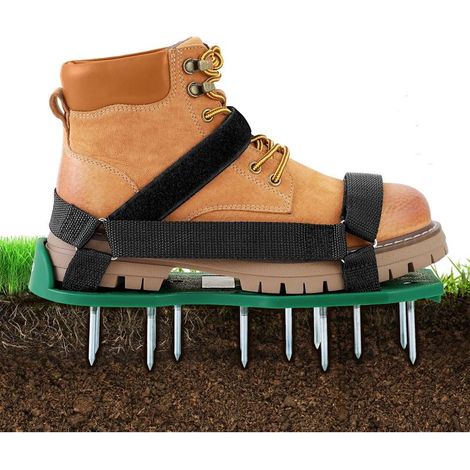 Semelles aérateurs de pelouse vertes – Chaussures jardin pour améliorer le drainage et aérer la terre facilement (1/5)