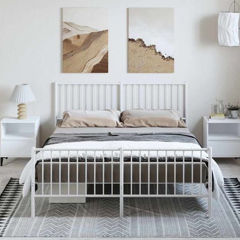 vidaXL Estructura cama sin colchón con estribo metal blanco 150x200 cm (1/5)