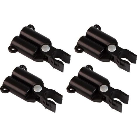 Connecteurs de Tuteurs pour portique en V, Charnière pour Treillis, Support pour Tuteurs de Plantes, Connecteur de Barre Clips, Ø16mm, 4 pièces, Noir