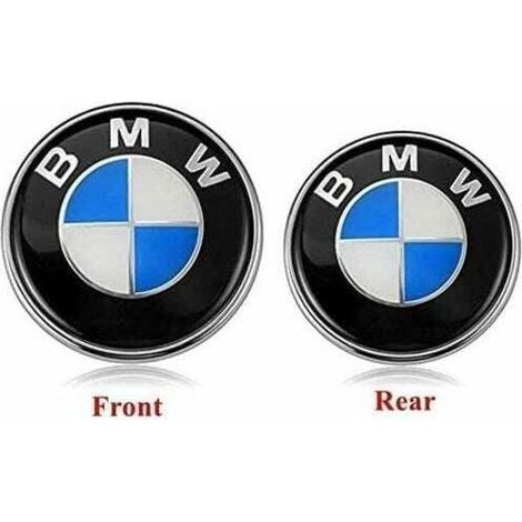 Lot de 2 applicables pour capot et coffre BMW Emblems, remplacement du logo BMW Emblem 82 mm + 74 mm pour TOUS les modèles BMW E30 E36 E46 E34 E39 E60 E65 E38 X3 X5 X6 3 4 5 6 7 8 (82 mm + 74 mm).-Chr (1/5)