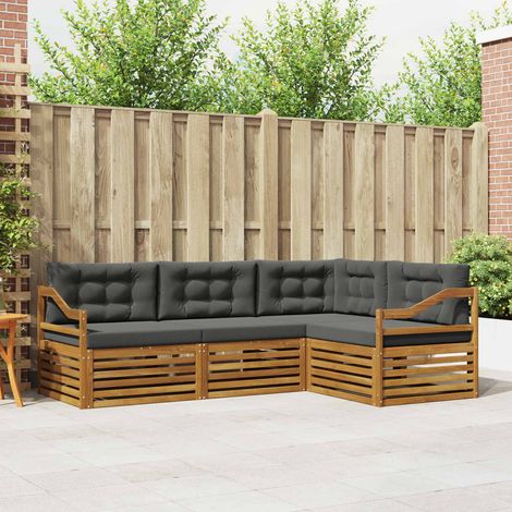 vidaXL  Outdoor Sofa Set  with Cushion 4 pcs Natural and Anthracite