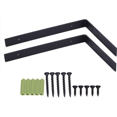 Lot de 2 Equerre Etagere Murale, Supports Pour étagères Lourdes Industrielles, Equerre Charge Lourde, Supports en L, 5 mm d'épaisseur avec Vis (30 cm) (1/5)