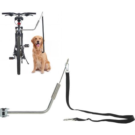 Laisse de vélo pour chien avec amortisseurs réglable harnais amovible boucle rapide pour entraînement course Argent+Noir (1/5)