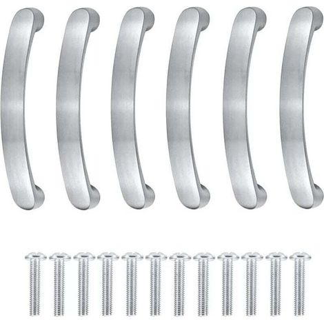 6 pièces Poignée de Meuble Cuisine Entraxe de Trous 96mm Poignée Tiroir Argent Poignée Placard Cuisine Poignee Meuble Armoire Porte Poignées Poignée de Porte de Meuble avec Vis