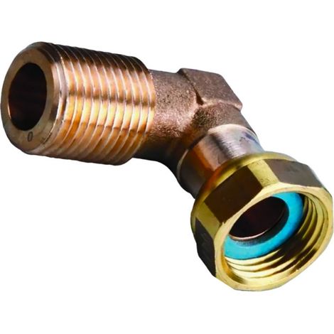 Codo 90° latón racor gas natural 15x21 macho hembra tuerca libre