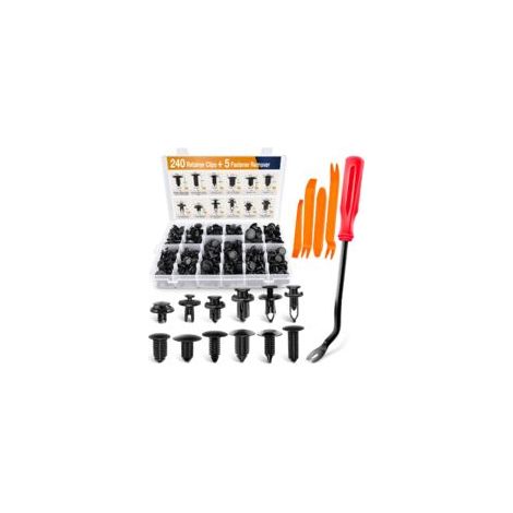 240 clips de fixation pour pare-chocs de voiture, rivets universels pour aérations d'aile, vis de différentes tailles, clips universels pour garnitures de porte compatibles Ford, Toyota, Honda et Chry (1/2)
