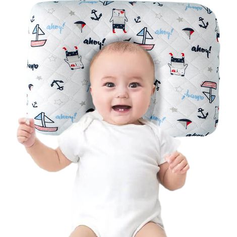1 oreiller pour enfant, respirant en coton, 26×20×4 cm, correcteur de tête plate, universel quatre saisons (1/5)