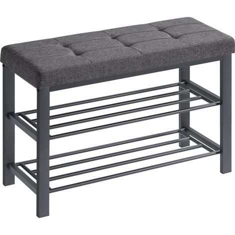 SONGMICS Shoe Bench, 3-Tier Rack for Entryway, 80 31 49cm, Dark Gray and Black LBS57GYZ (1/5)