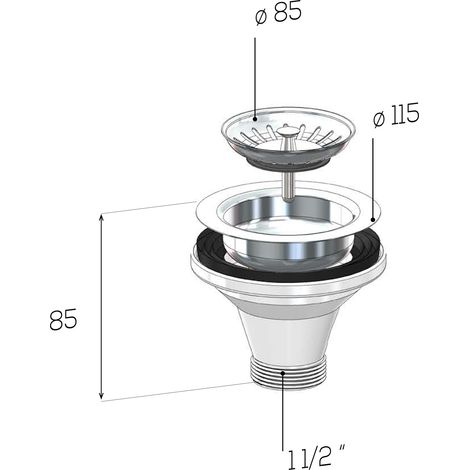 SCELTO DA DESIVERO PILETTA CON CESTELLO ASP. SENZA TROPPO PIENO DN 115 - 1"1/2 codice prod: DSV20683
