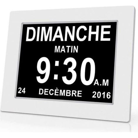 Reloj digital One Piece de 7 pulgadas con calendario, fecha y hora, reloj para padres con Alzheimer, recordatorio de medicamentos para abuelos y niños - Blanco - 20414324mm (1/5)