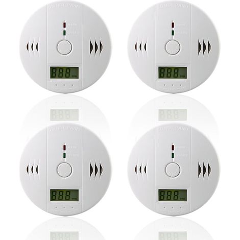 Détecteur de monoxyde de carbone 4 pièces – Alimentation batterie – Alarme sonore et visuelle – Installation dans zones à risque (1/5)
