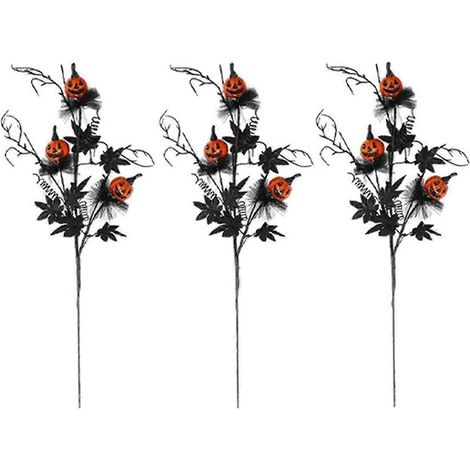 Branches de citrouille artificielles noires pour Halloween (lot de 3) (1/5)