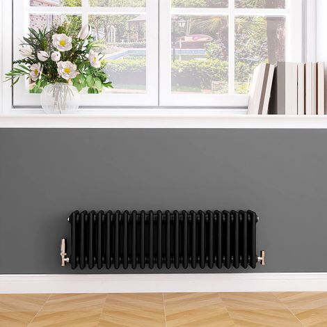 Biubiubath Traditional Cast Iron Style Radiator Horizontal 4 Column Black 300x1010mm