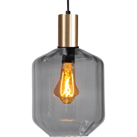 Lampe suspendue dorée Porto avec verre fumé Jagger - Ø 19cm - 2710-05-02-11