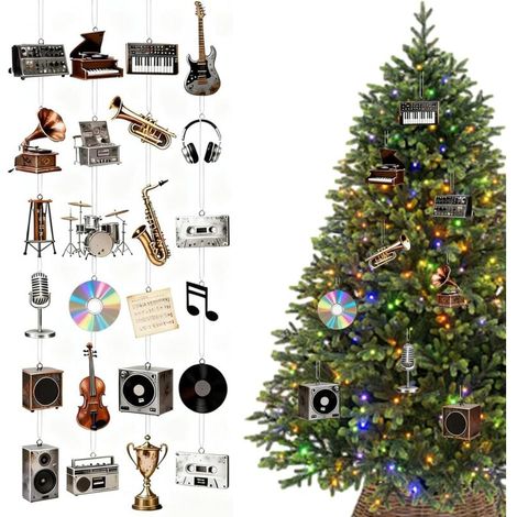 Calendrier de l'Avent 2025 pour les mélomanes – Décoration acrylique 2D, 24 jours, ornement de compte à rebours avec éléments musicaux, pour la maison, le sapin de Noël, le mur, la fenêtre, pour les a (1/5)