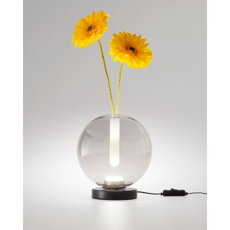 Lampe De Table Wengen, Verre Borosilicate Gris Transparent, Led 7W 540Lm, Variateur Tactile, Température 2700K-4000K, Ip20, Luminaire Intérieur. (1/2)