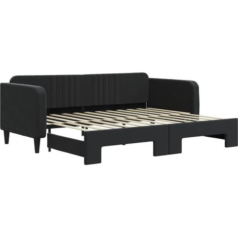 Maison Exclusive - Lit de jour avec gigogne sans matelas noir 90x200 cm