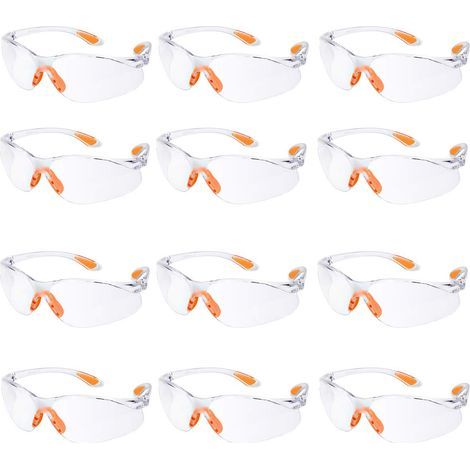 Lot de 12 Lunettes de Protection Travail Anti-Buée et Anti-Rayures, Verres Transparents, Confortables pour Laboratoire, Chimie, Jardinage et Bricolage (1/5)